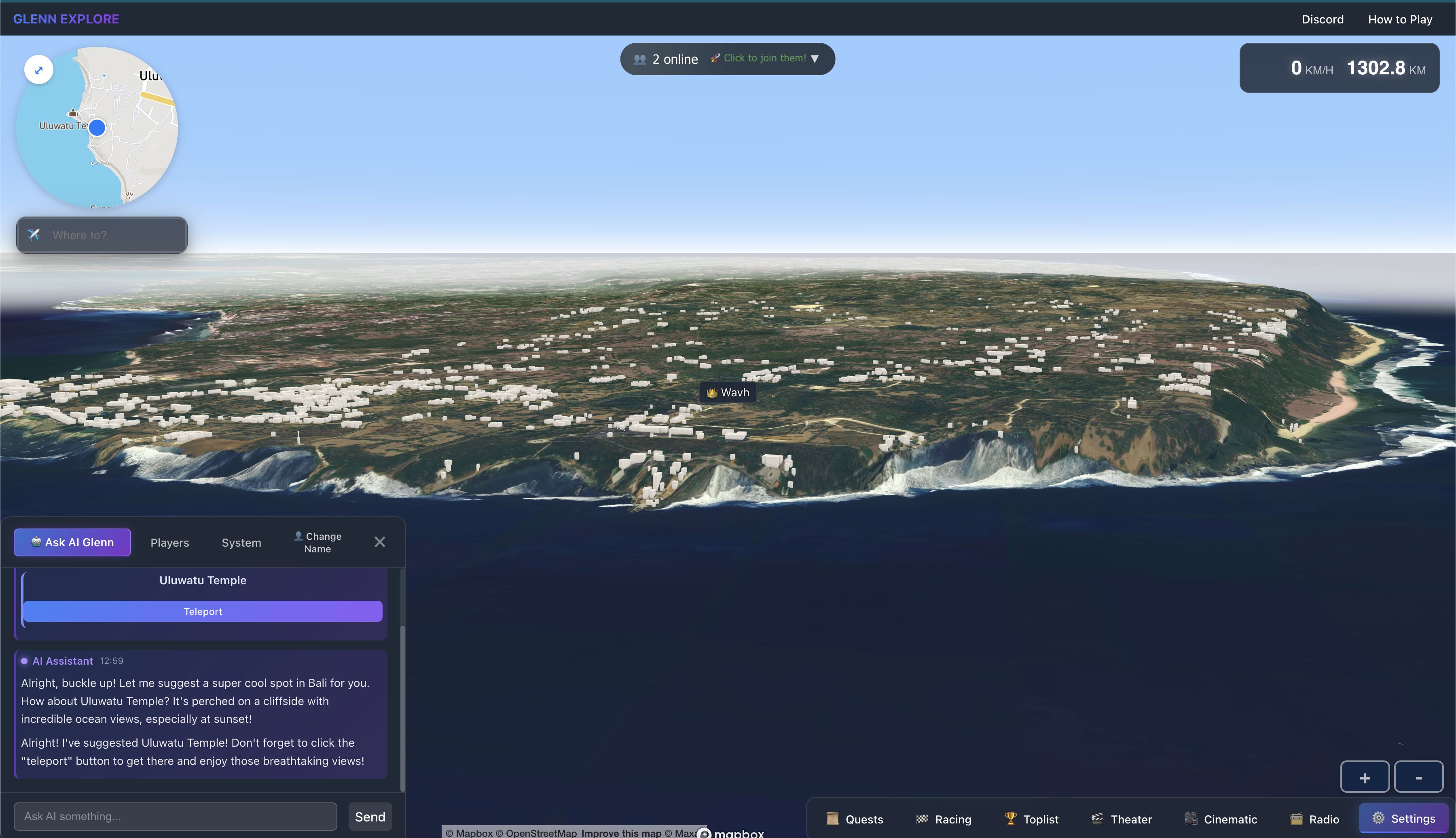 Bali rice terraces in Glenn Explore virtual world