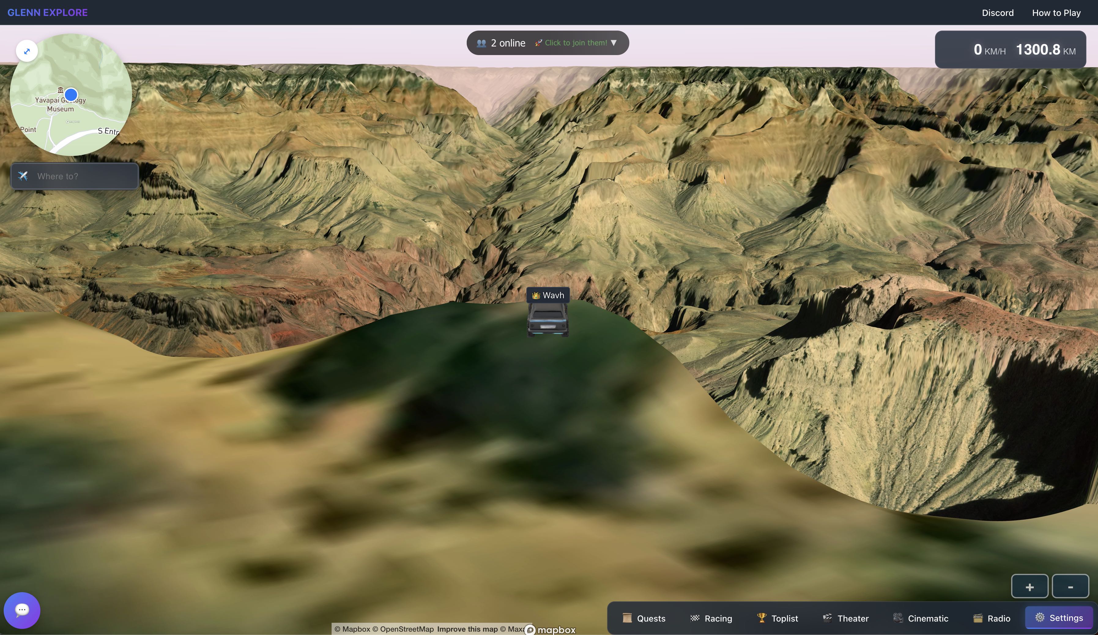 Grand Canyon vista in Glenn Explore virtual world